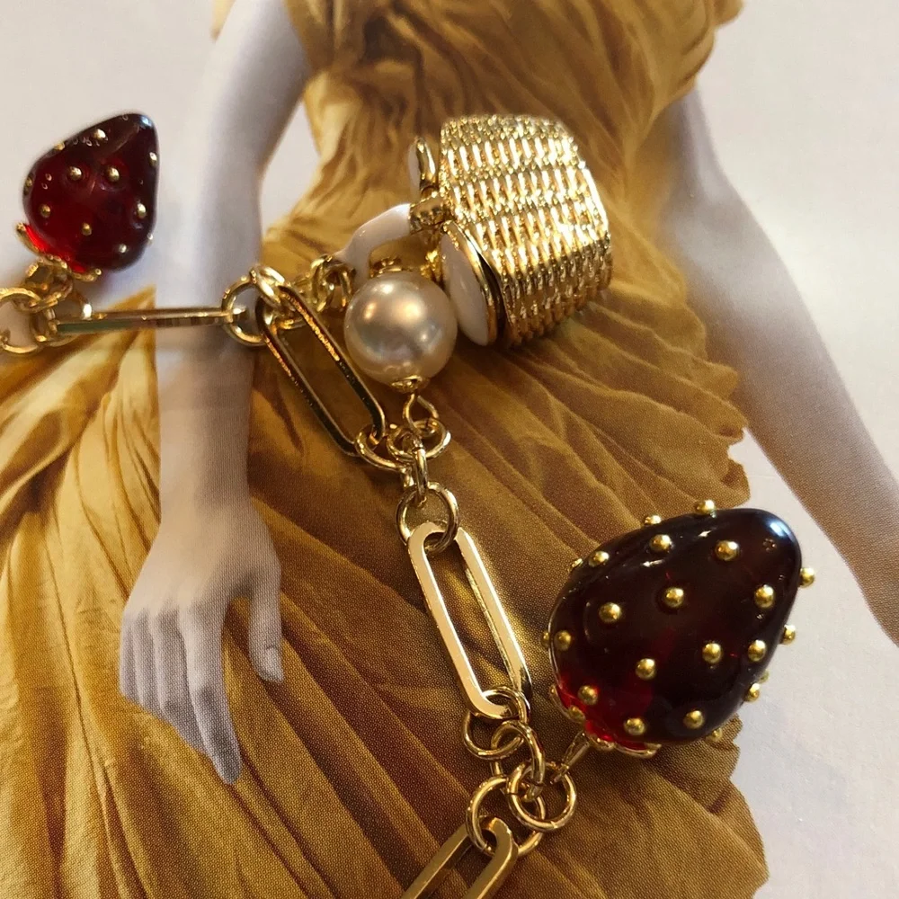 Authentic New with card kate spade Gold Strawberry Charm Bracelet - Picture 7 of 11